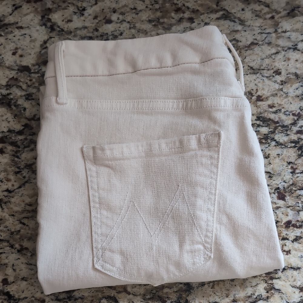 MOTHER Cream Straight Leg Jeans